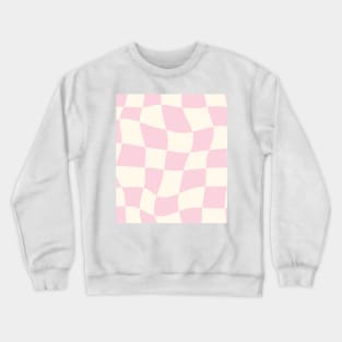 Pale Pink Swirl Checkered Pattern Y2K Danish Pastel Pattern Crewneck Sweatshirt